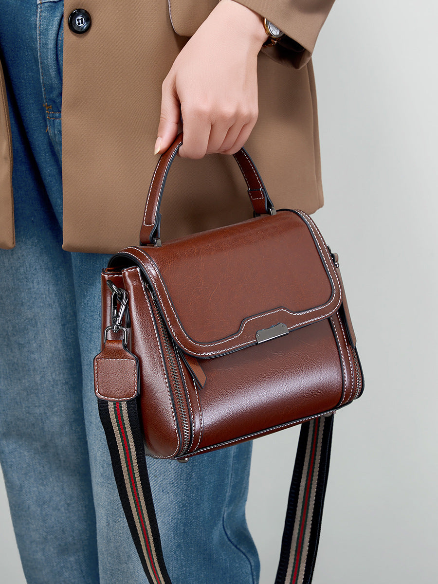 Cowhide Leather Crossbody Handbag