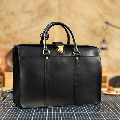 Men's Cowhide Leather Business Briefcase