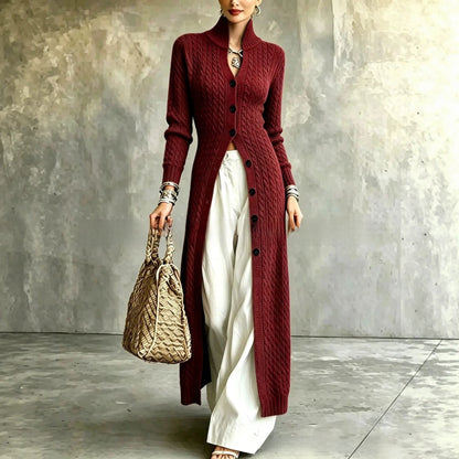 Women's Twist Pattern Stand Collar Long Sleeve Sweater