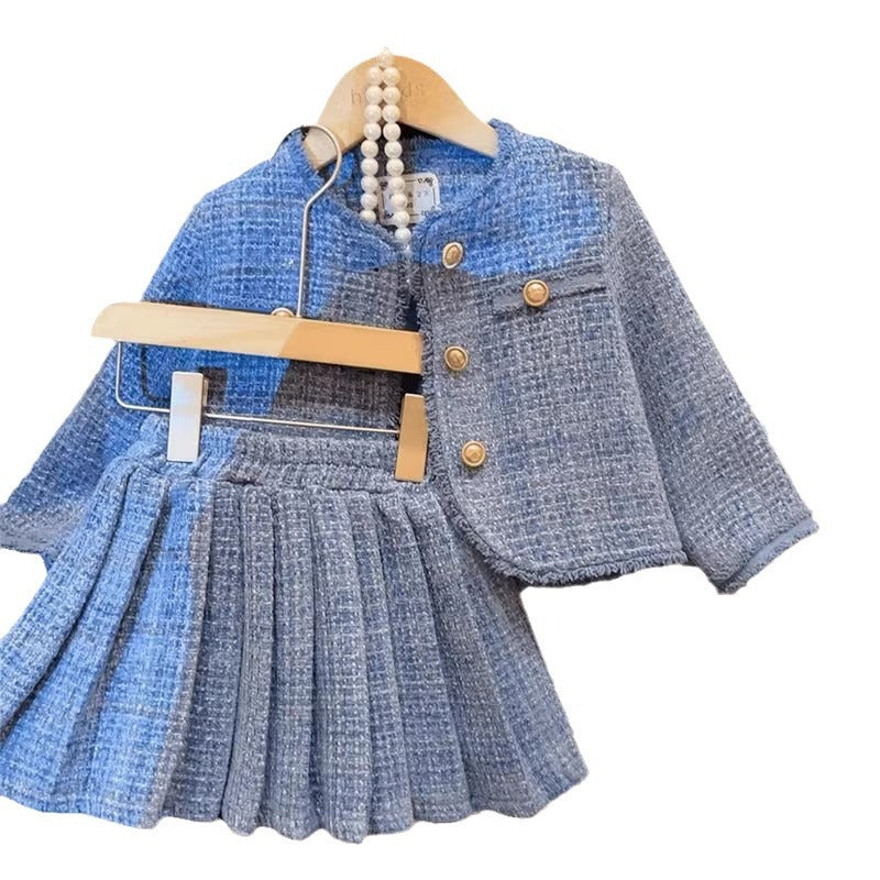 Girl's chic two-piece set: jacket and skirt