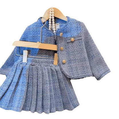 Girl's chic two-piece set: jacket and skirt