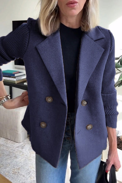 Women's Elegant Wool Stitching Coat