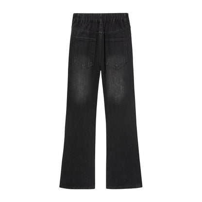 Black and gray stretchy flared jeans for men
