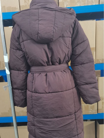 Women's Long Corduroy Down Jacket with Hood