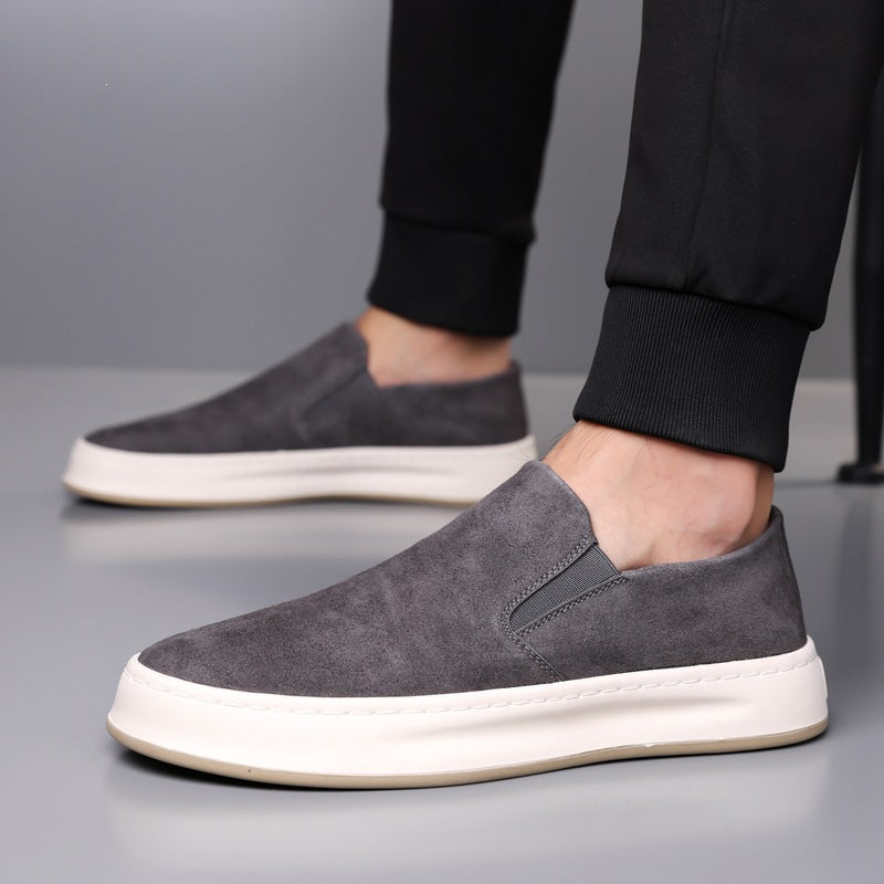 Men Casual Breathable Slip-On Loafers Solid Color Flat Sneakers