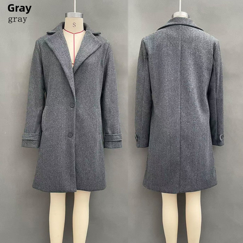 Retro Plaid Mid-Length Lapel Coat for Women