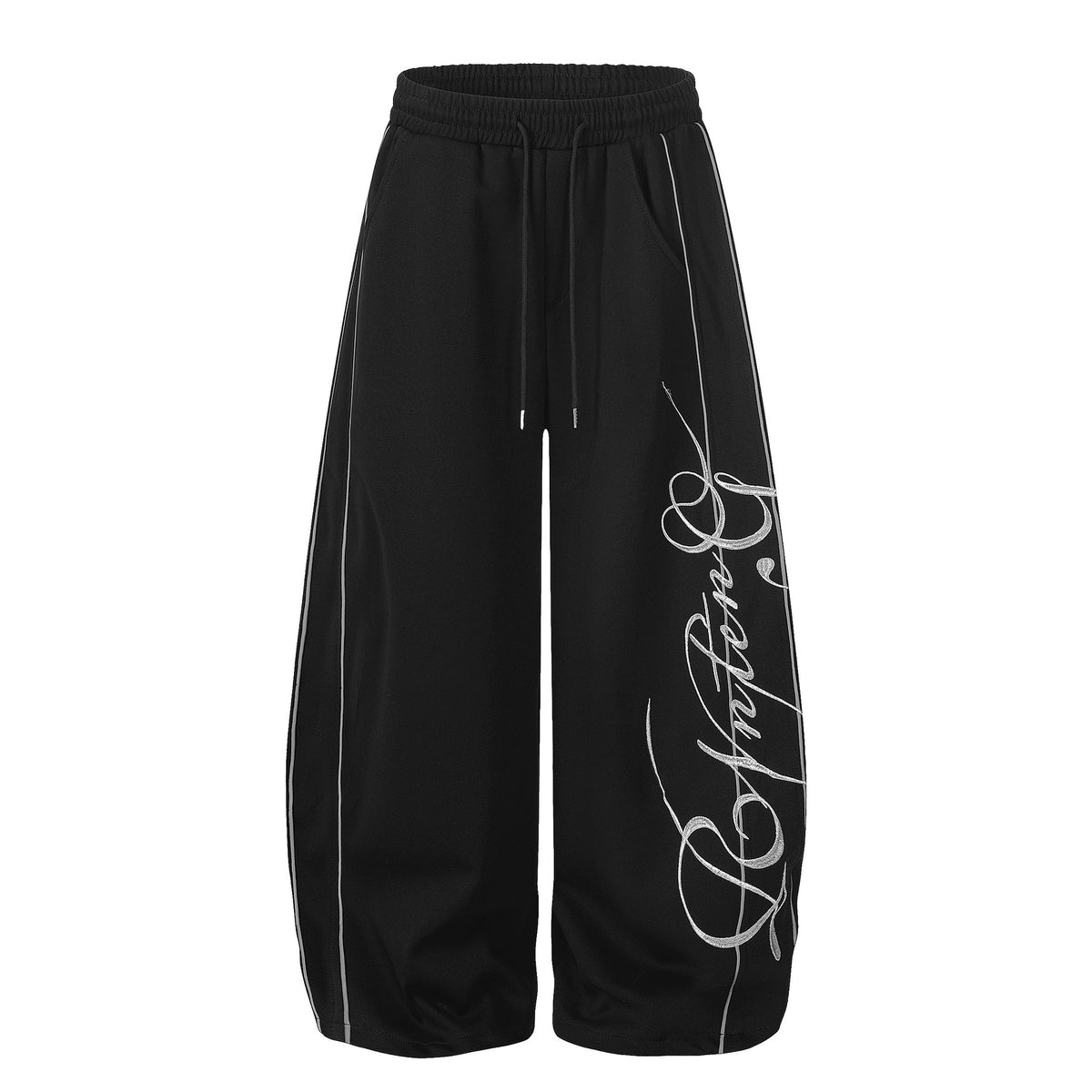 Unisex Letter Embroidery Wide-Leg Street Style Sweatpants
