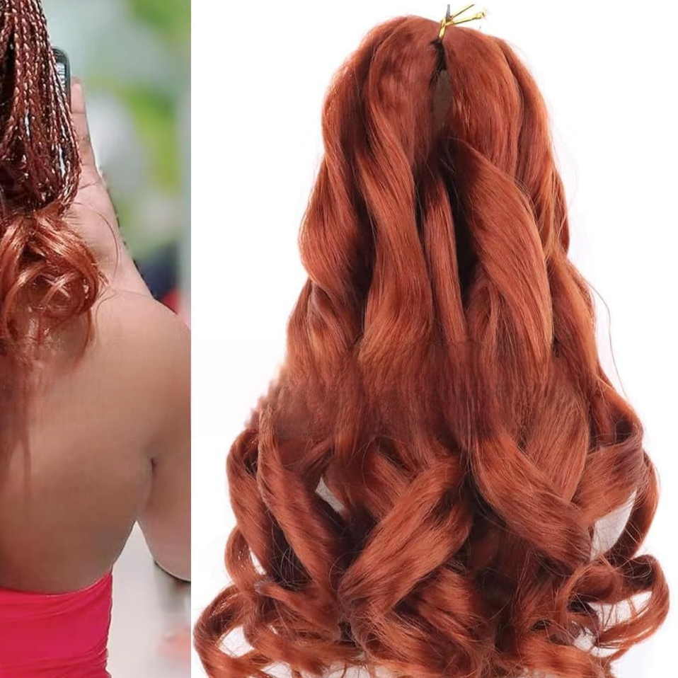 Synthetic fiber wig with long wavy hair