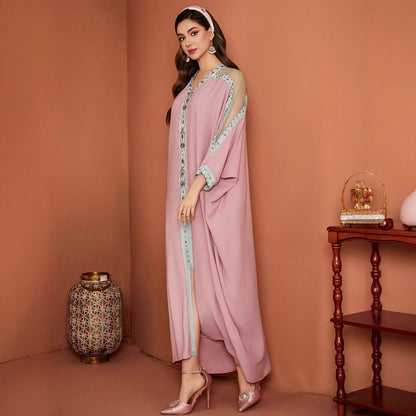 Losvallend Jurk Met Mesh Kralen En Vleermuismouwen