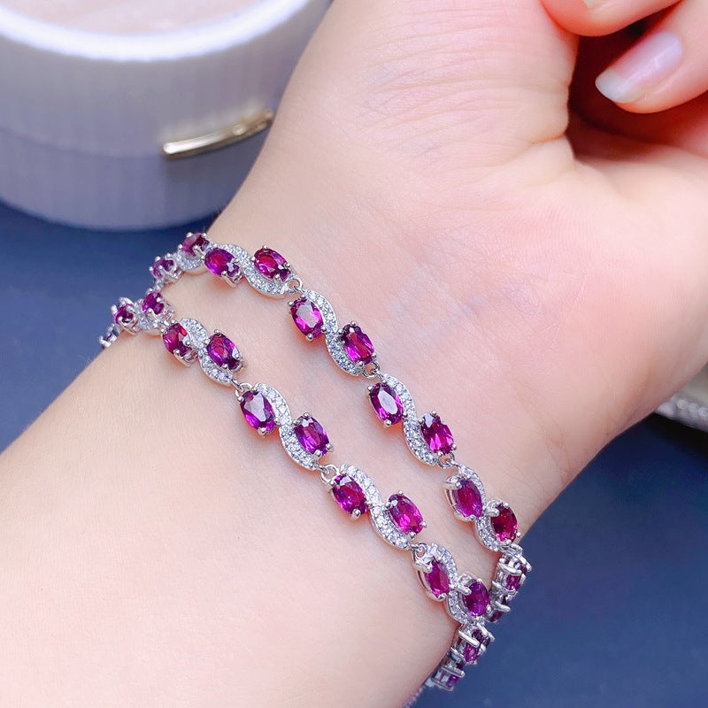 Verstelbare armband van magnesium aluminium granaat en sterling zilver