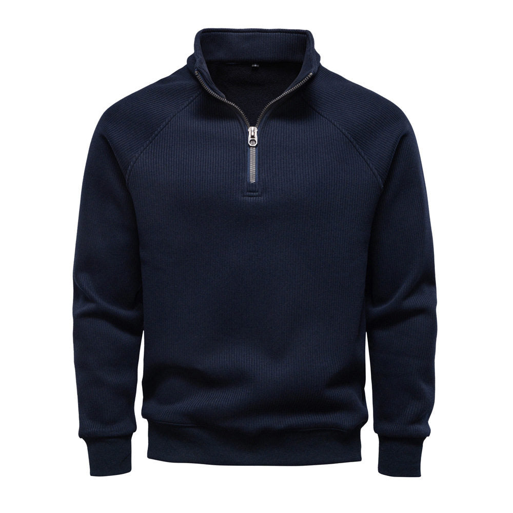 Polo T-shirt voor heren met lange mouwen kraag en knoop of ritssluiting