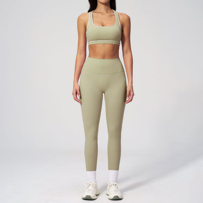 Dames 3-delige yogapakset van geborstelde stof met ritssluiting
