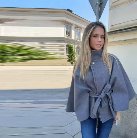Elegant Womens Wool Blend Belted Coat