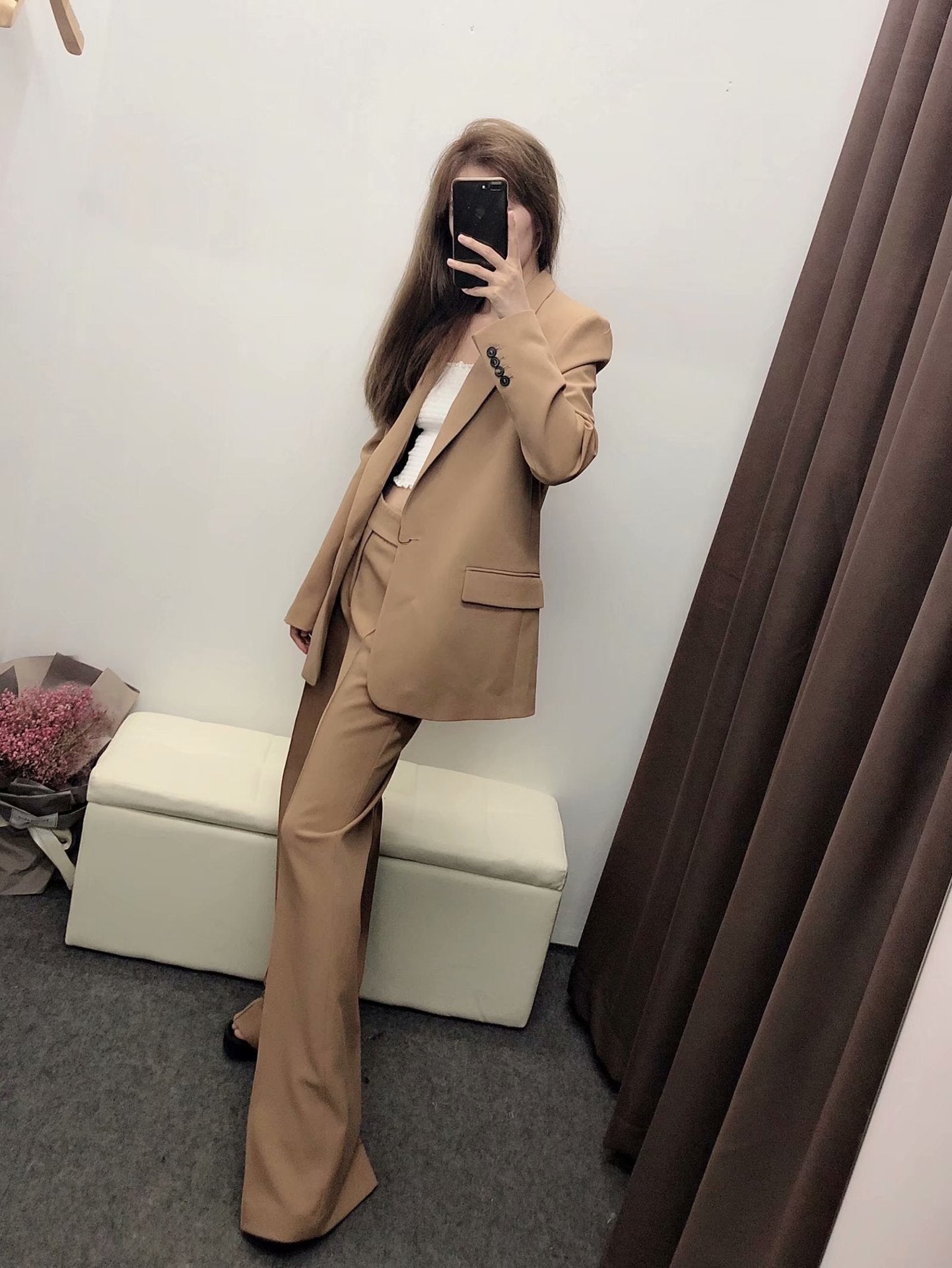 Dames Slim High-waist Flared Pantalon