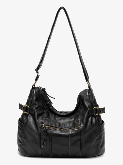 Lady's water-resistant soft leather shoulder bag