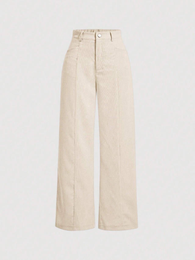 Retro High-Waist Wide-Leg Corduroy Women's Trousers
