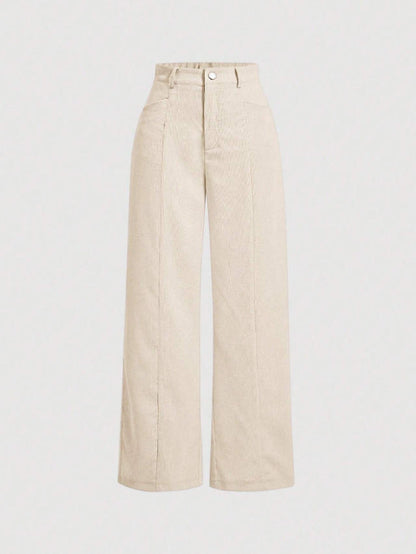 Retro High-Waist Wide-Leg Corduroy Women's Trousers