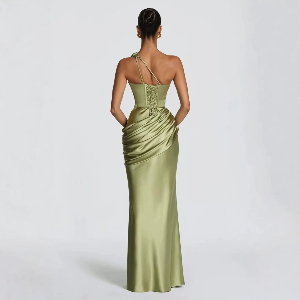 Satin Asymmetric Evening Gown