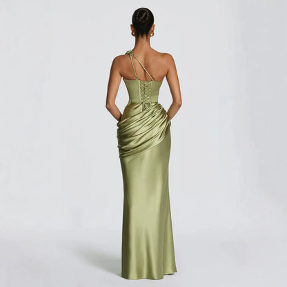 Satin Asymmetric Evening Gown