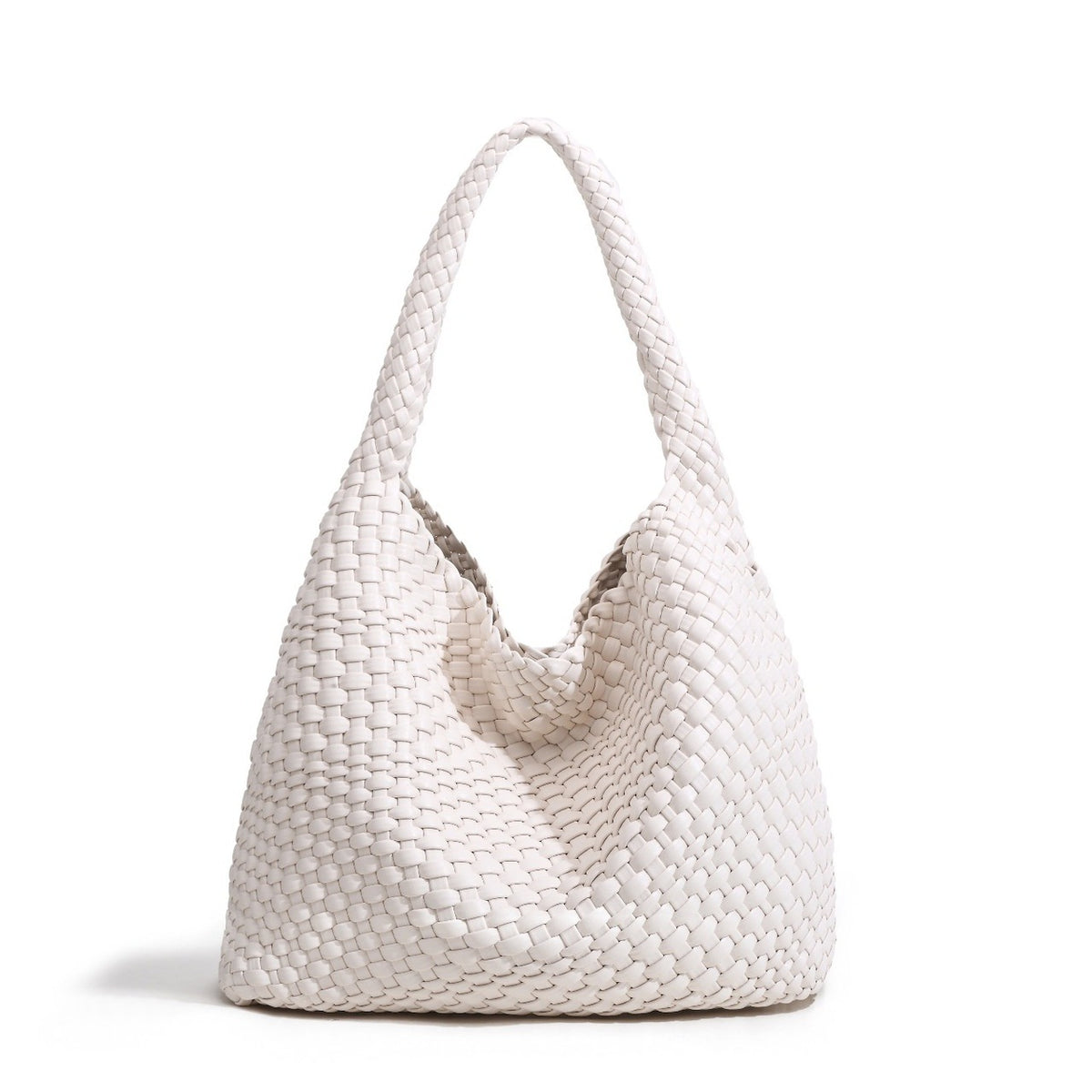 Handgeweven PU-leren bucket bag voor dames