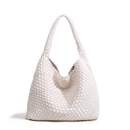 Handgeweven PU-leren bucket bag voor dames