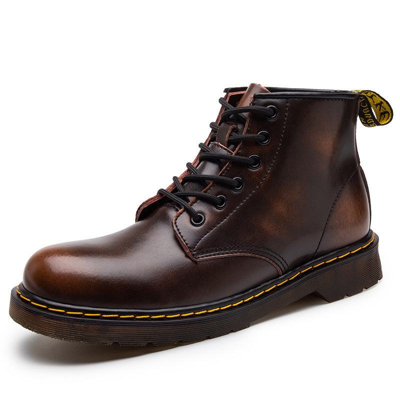 Men's Leather Martin Boots Mid Top Work Boots