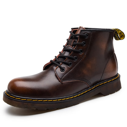 Men's Leather Martin Boots Mid Top Work Boots