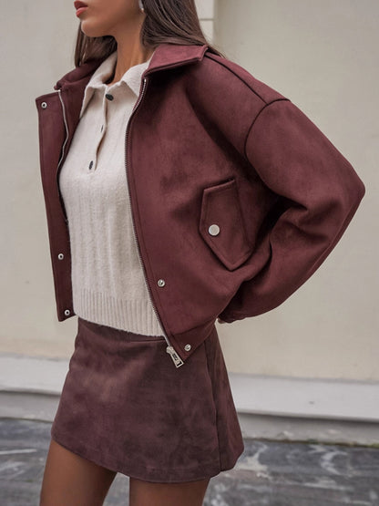 Retro Brown Suede Jacket for Women