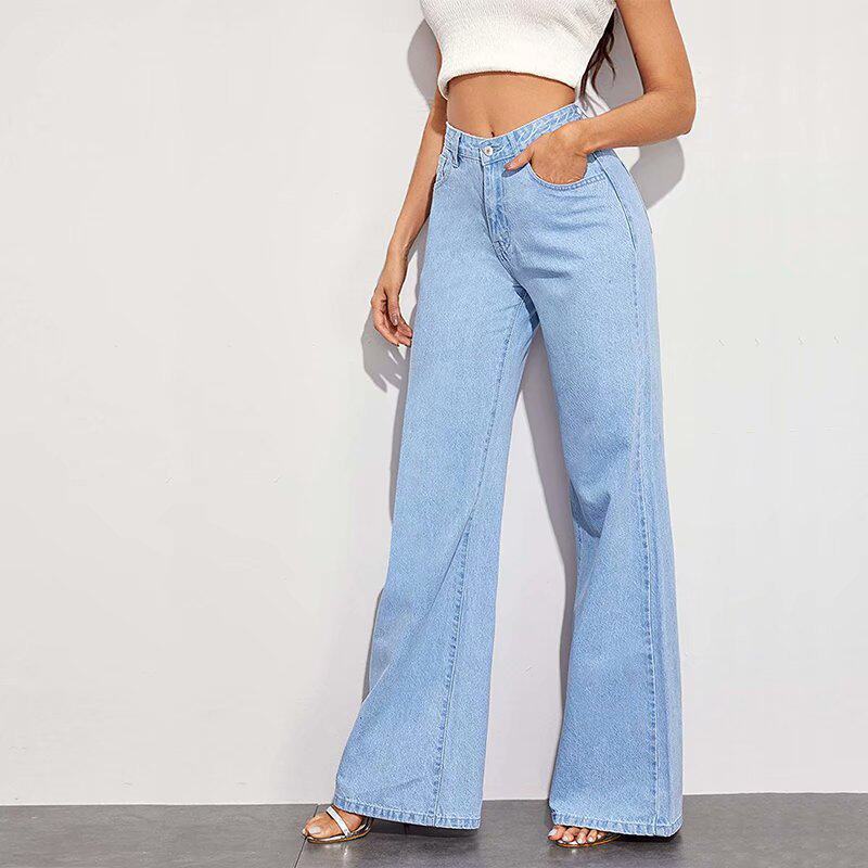 Loose-fitting wide-leg straight-leg pants