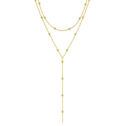 Layered Y-Shaped Tassel Bead Necklace