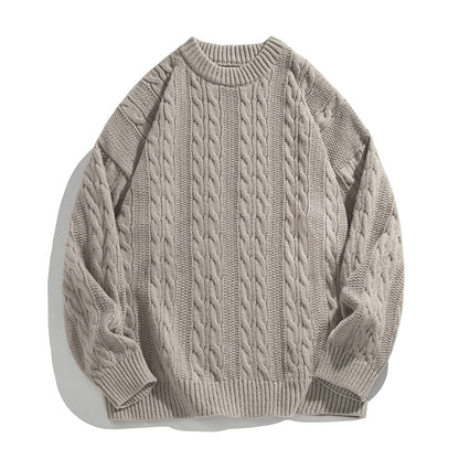 Texture knitted crew-neck sweater