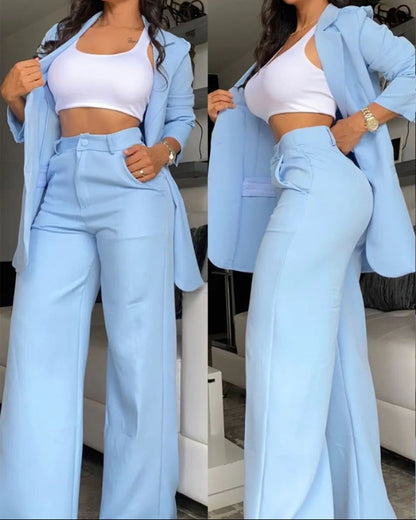 Elegant Solid Color Women's Suit Set