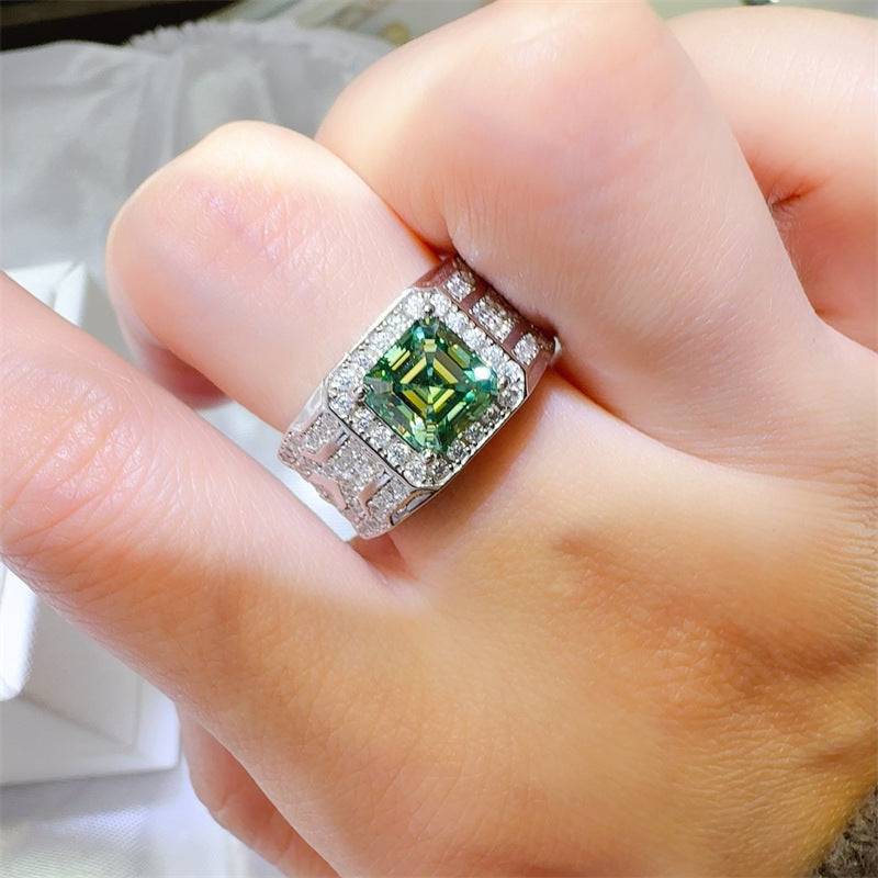 Moissanite zilveren herenring