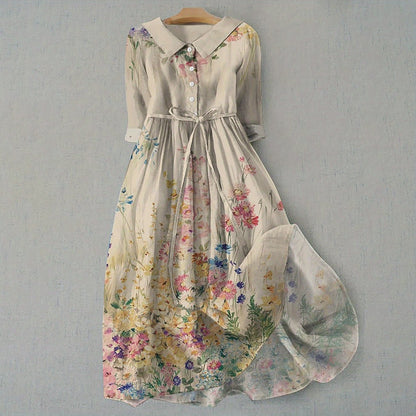 Elegant French Style Polyester Midi Dress