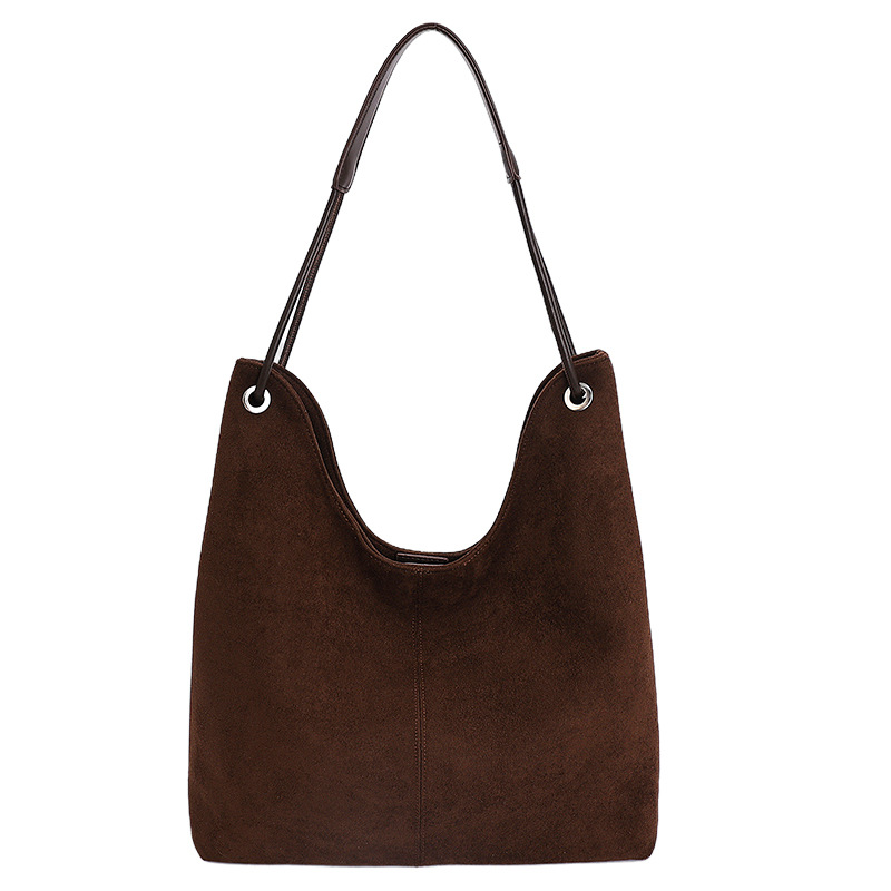 Retro Frosted Suede Womens Shoulder Tote Bag