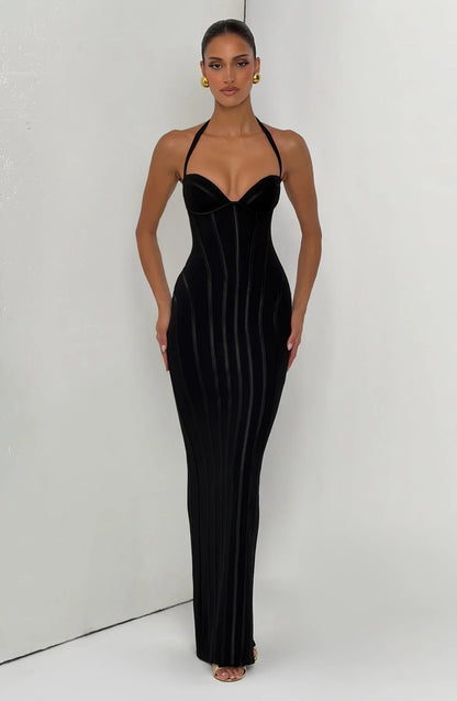 Halter Neck Bodycon Long Evening Dress