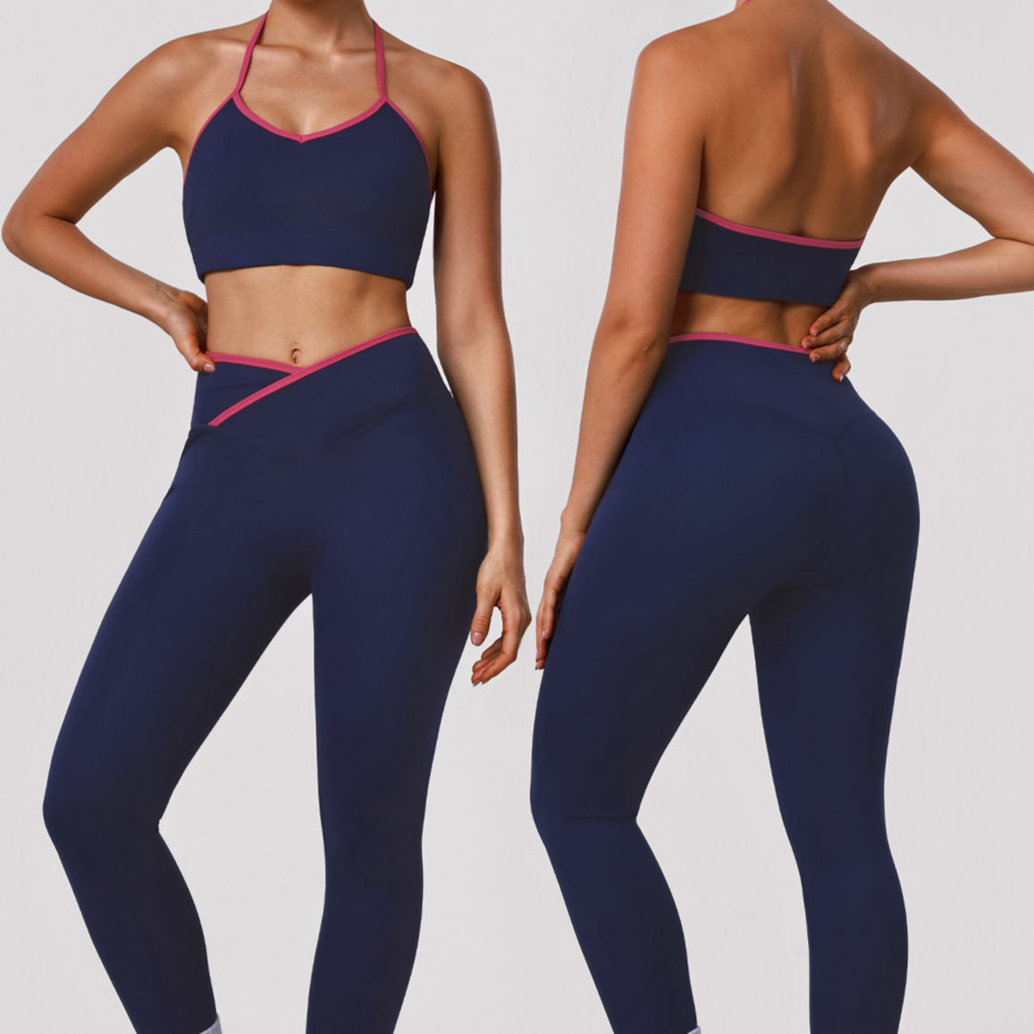 High-Elastic Yoga Set with Halter Bra and Leggings