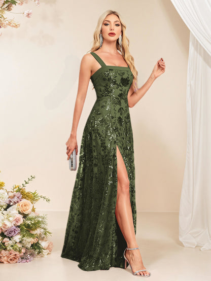 Elegant Strapless Sequin Evening Gown