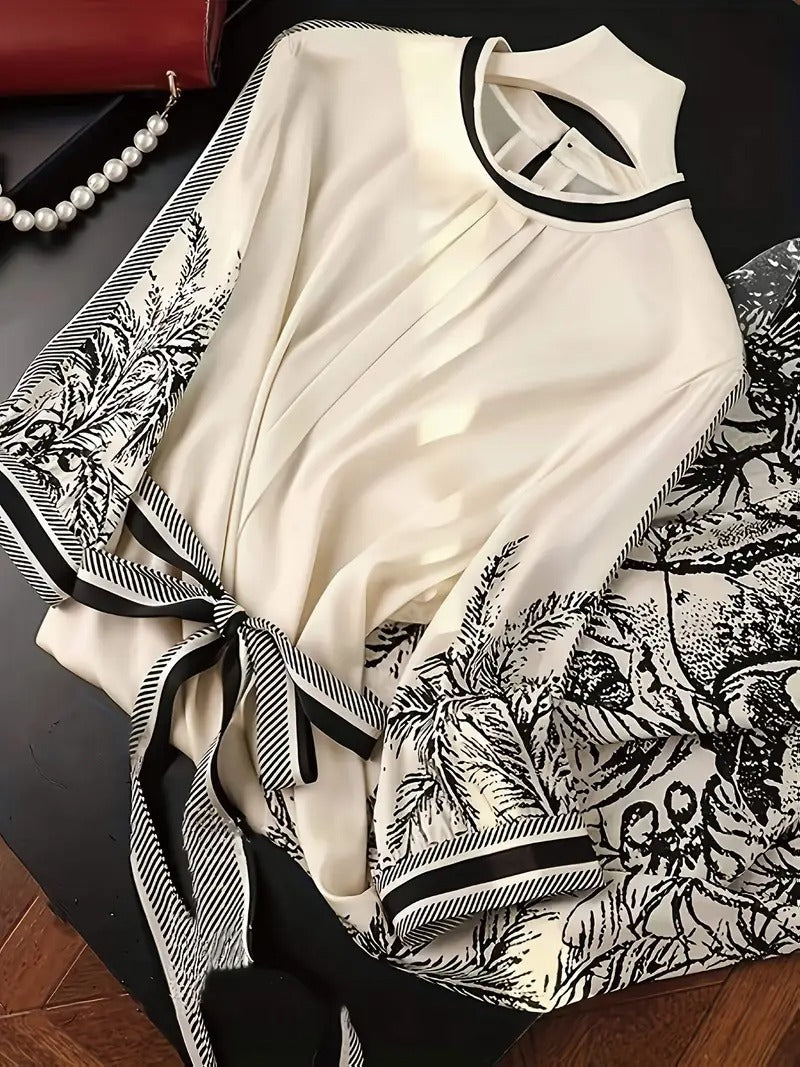 Elegante vintage bloemenjurk A-lijn met tailleband