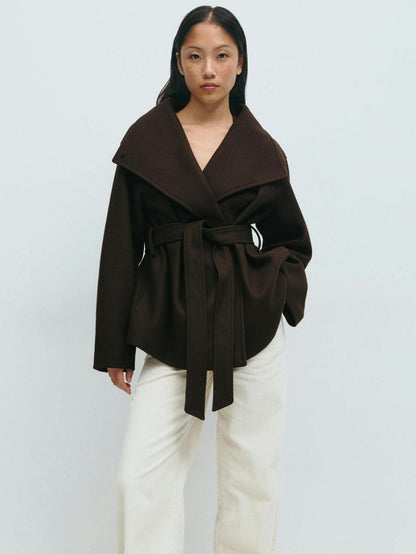 Women's Stand Collar Double-Sided Wool Coat