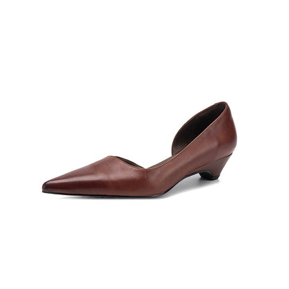Women's Cowhide Retro Pointed Toe Sandals