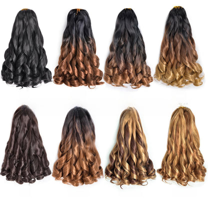 Synthetic fiber wig with long wavy hair
