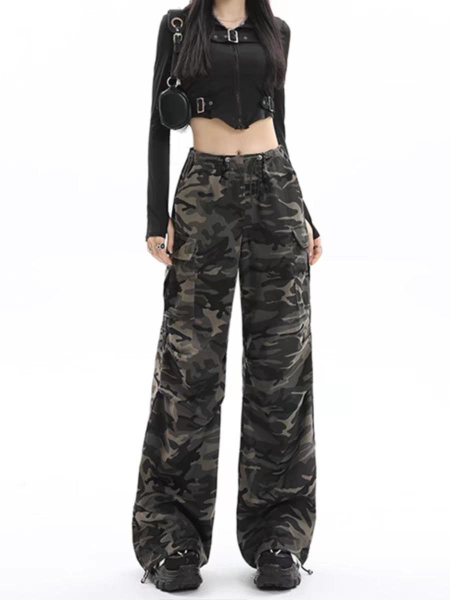 Camouflage High Waisted Wide Leg Pants