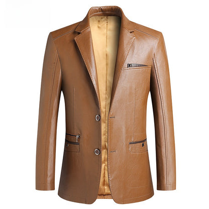 Men's PU leather casual suit jacket