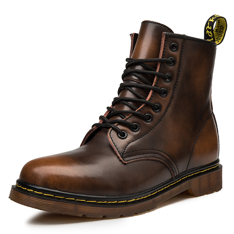 Men's Leather Martin Boots Mid Top Work Boots