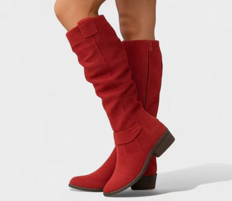 Side-zipper burnout high-top women?s boots