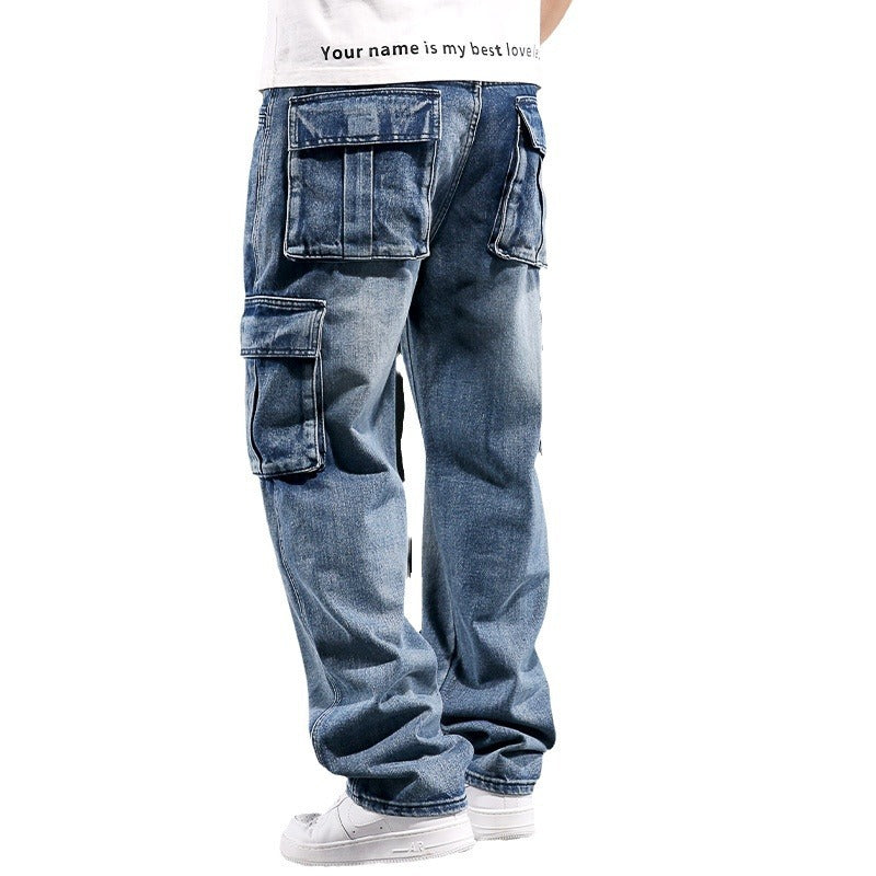 Amerikaanse multi-pocket cargo jeans voor heren