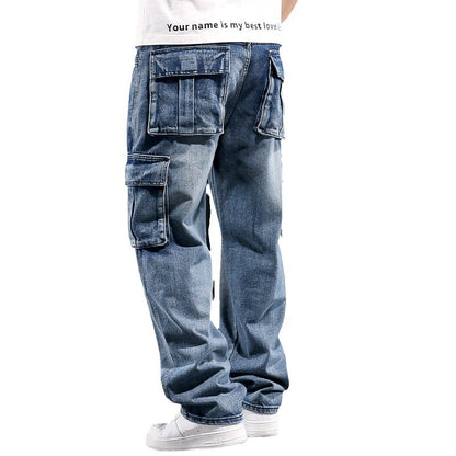 Amerikaanse multi-pocket cargo jeans voor heren