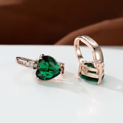 Women's Heart-Shaped Zircon Inlay Copper Earrings