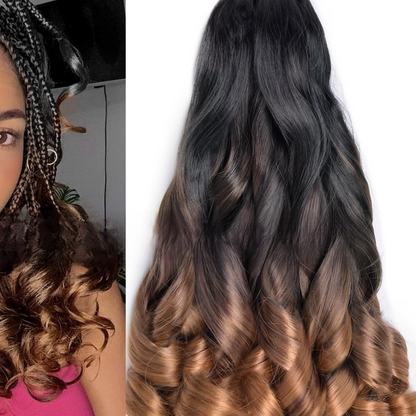 Synthetic fiber wig with long wavy hair
